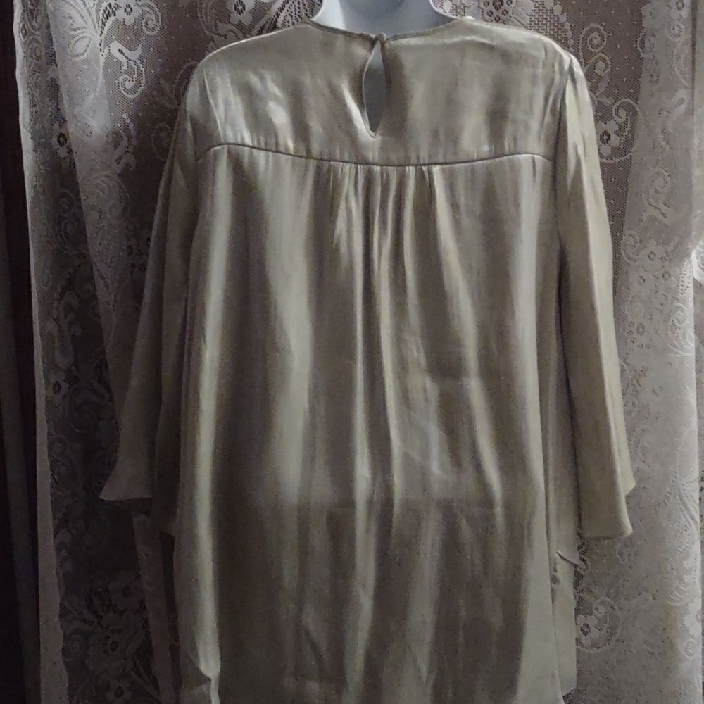 New Cato Women's Size L Top Fairycore Shimmer Green One Button Close 3/4 Sleeve - Picture 4 of 9